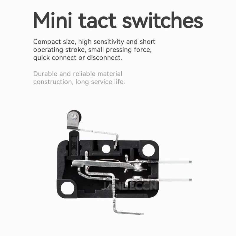 JANDECCN 10Pcs Lead Limit Switch Short Hinge Roller Lever Arm, SPDT 1NO 1NC Snap Action Micro Switch V-155-1C25 - Image 3
